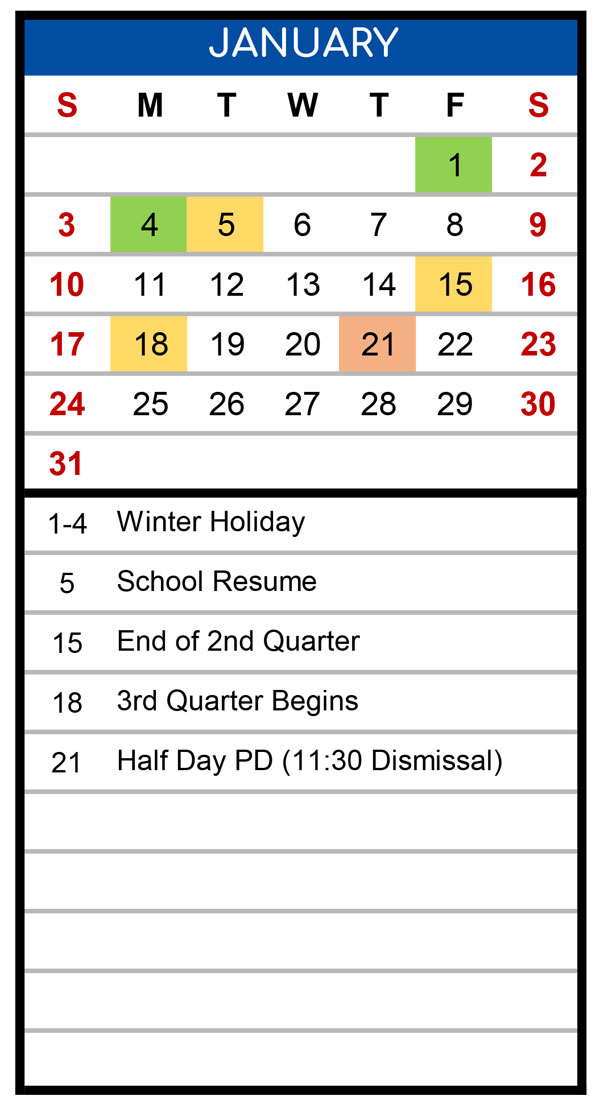 ISM Term Calendar ISM