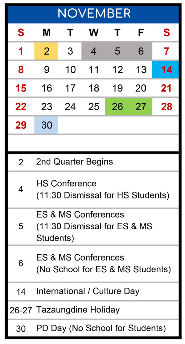 ISM Term Calendar ISM