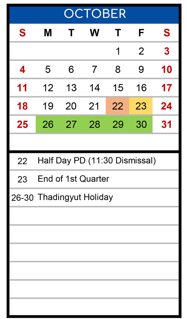 ISM Term Calendar ISM