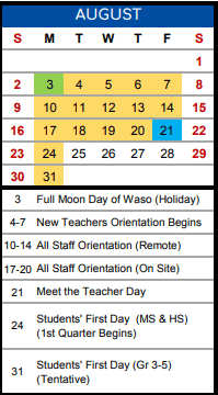 ISM Term Calendar | ISM